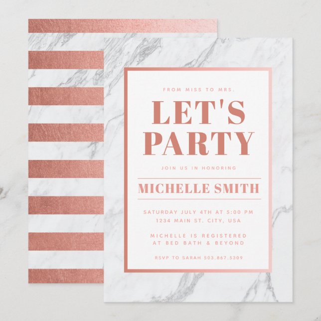 Invitation de partie entièrement personnalisable (Devant / Derrière)
