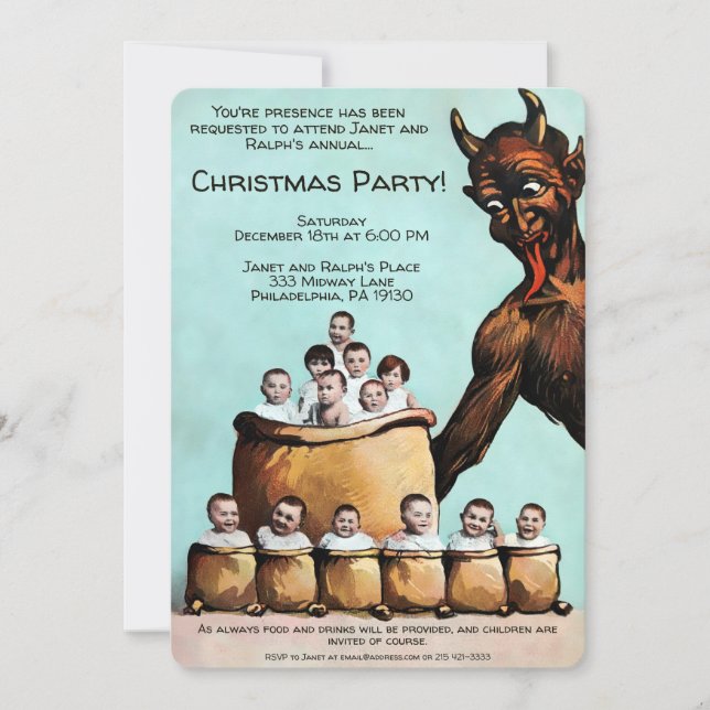 Invitation de partie personnalisable Krampus vinta (Devant)