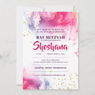 Invitation de Parties scintillant bat mitzvah aqua