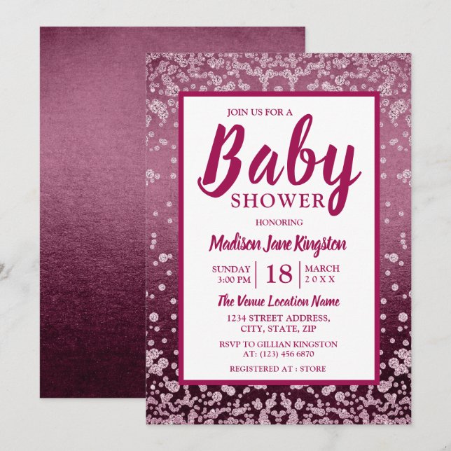 Invitation de Parties scintillant rose Gold Pink (Devant / Derrière)