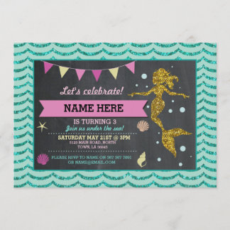 Invitation de Parties scintillant Turquoise Mermai