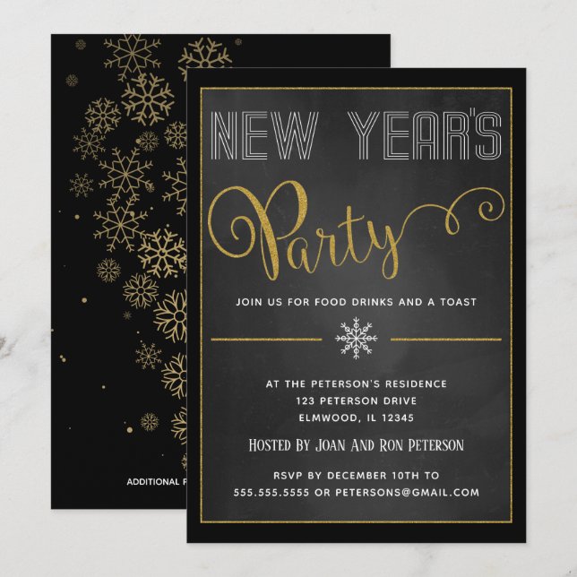 Invitation de parties scintillantes d'or de la (Devant / Derrière)