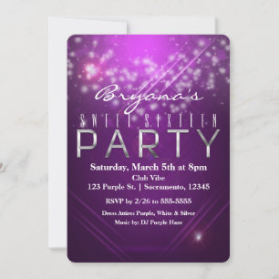 Invitation de PARTY Fuchsia Purple Sparkle Club Vi