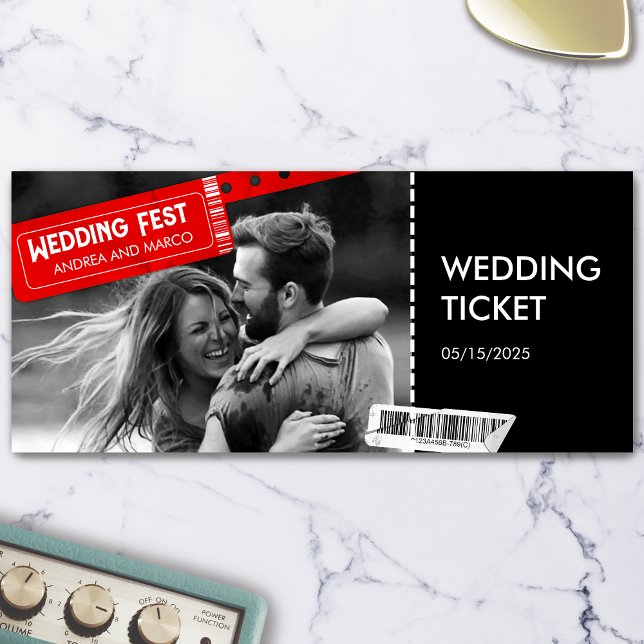 Invitation de Pass d'embarquement Mariage Rock and (Rock and Roll Wedding Boarding Pass Invitation)