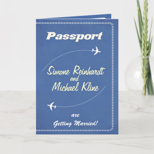 Invitation de passeport ou Save-the-Date Retro Air (Devant)