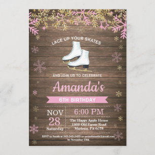Invitation de patin de rose de fête d'anniversaire
