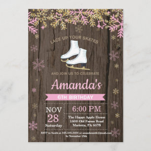 Invitation de patin de rose de fête d'anniversaire