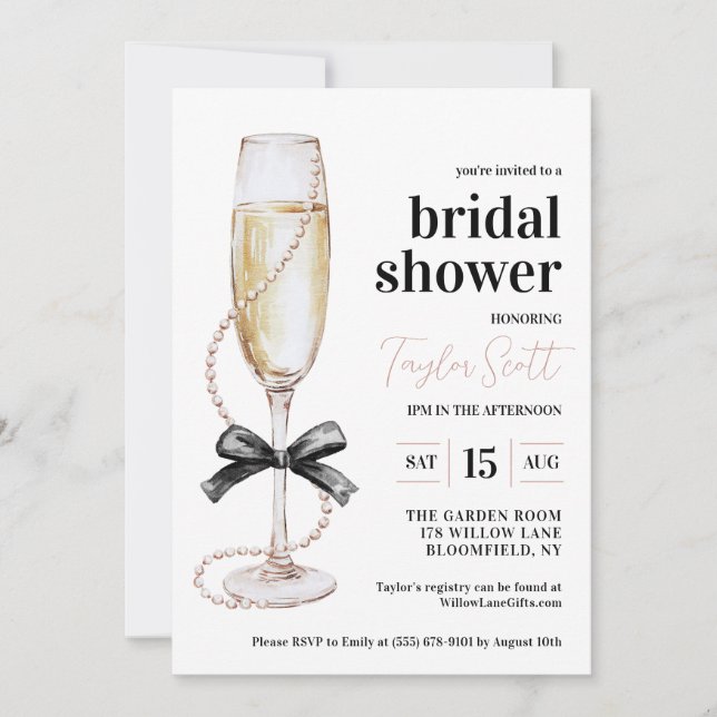 Invitation de Pearls et Prosecco (Devant)