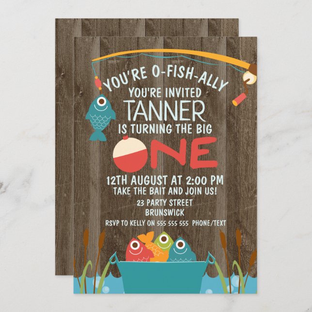 invitation de pêche d'anniversaire du (Devant / Derrière)