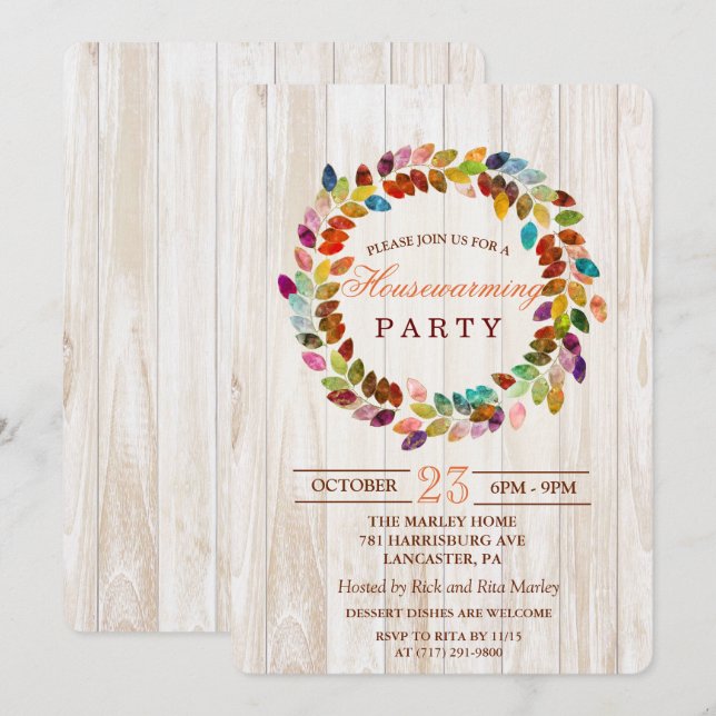 Invitation de pendaison de crémaillère Couronne de (Devant / Derrière)