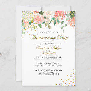 Invitation de pendaison de crémaillère florale aqu