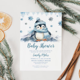 Invitation de Penguin Baby shower d'hiver