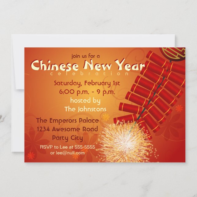 Invitation de pétards chinois pour le Nouvel An (Dos)
