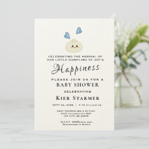 Invitation de petit Baby shower bleu Dumpling