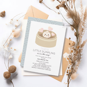 Invitation de petit Baby shower bleu Dumpling