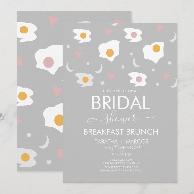 Invitation de Petit déjeuner de Mariage avec Motif (Devant / Derrière)