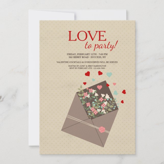 Invitation de petits bouquets de Valentine (Devant)