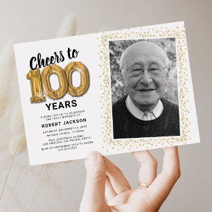 Invitation de photo d'anniversaire 100 ans Classic