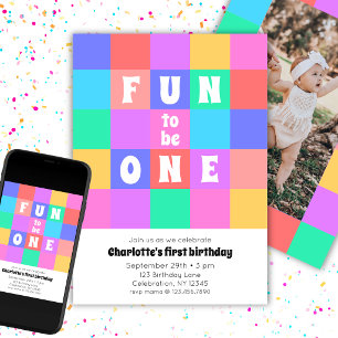 Invitation de photo d'anniversaire colorée et amus