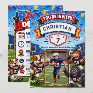 Invitation de photo d'anniversaire de football amé