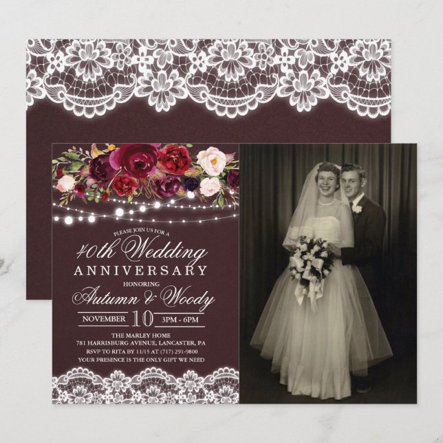 Invitation de photo d'anniversaire de mariage - TO (Devant / Derrière)