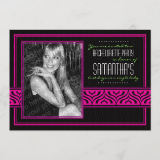Invitation de photo de Bachelorette (noir et rose)