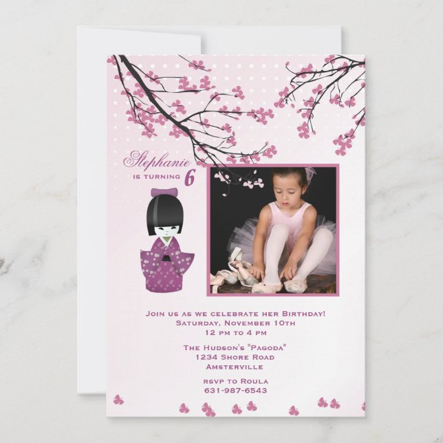 Invitation de photo de poupée de Kokeshi (Devant)