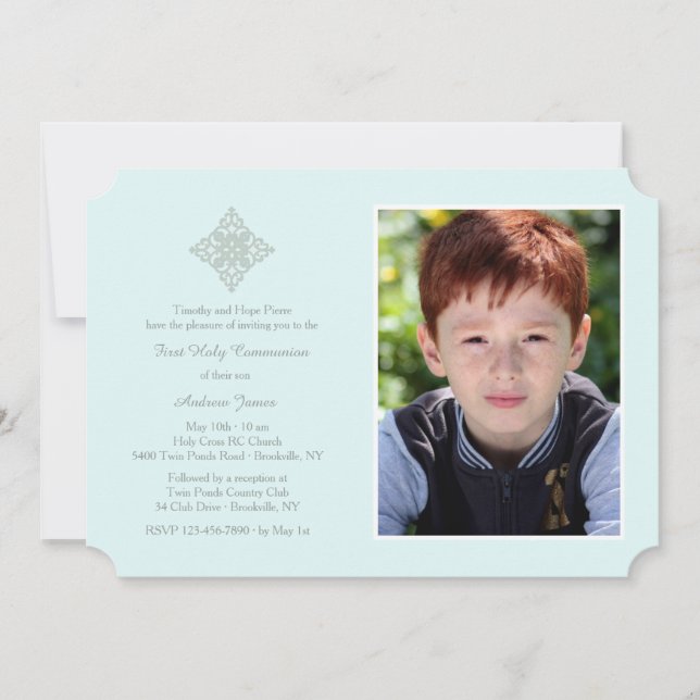 Invitation de photo religieuse croisée révérente (Devant)