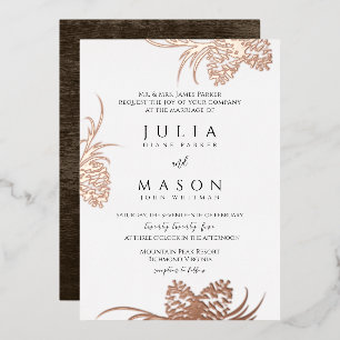 Invitation de Pinecones et de Barn Wood Foil