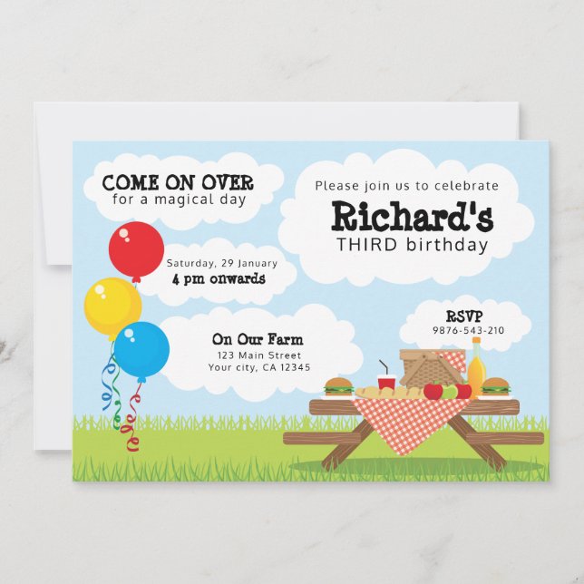 Invitation de pique-nique - Belle journée (Devant)