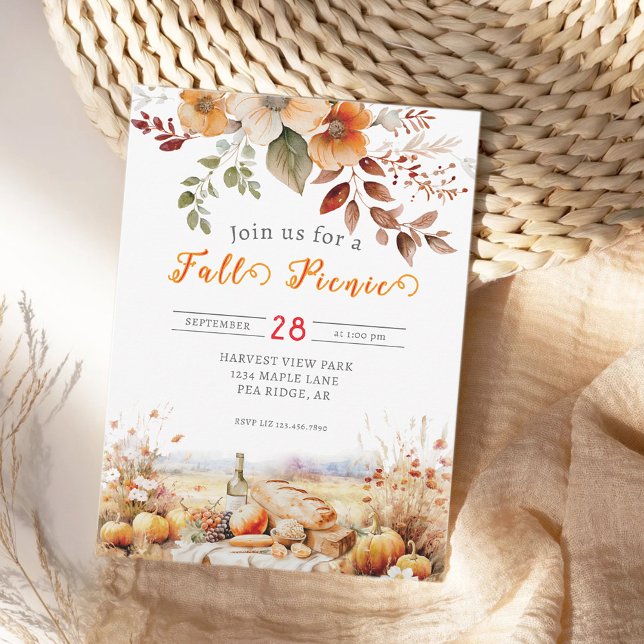 Invitation de pique-nique citrouille Fall (Créateur téléchargé)
