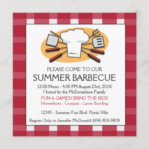 Invitation de pique-nique de nappe de guingan de