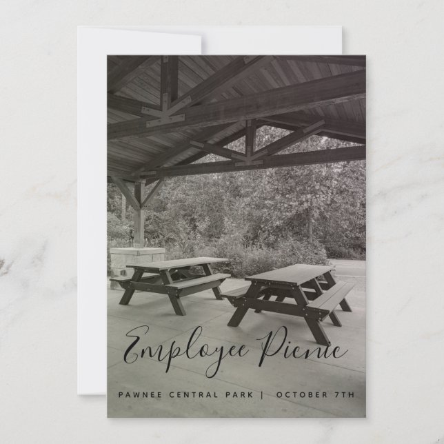 Invitation de pique-nique noir et blanc (Devant)