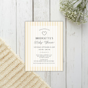 Invitation de poche pour baby shower avec rayures 