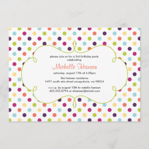 Invitation de pois d'arc-en-ciel