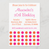 Invitation de pois (rose indien/orange)