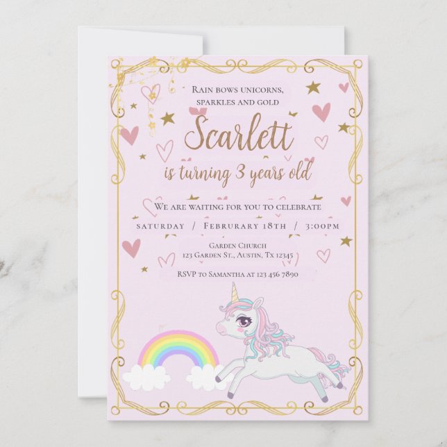 Invitation de Pony pour le 3ème anniversaire (Devant)