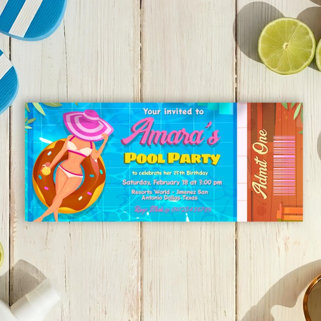 Invitation de pool party Invitation de billet (Pool Party Ticket Invitation)