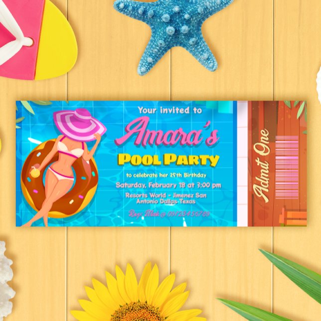 Invitation de pool party Invitation de billet (Pool Party Ticket Invitation)