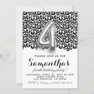 Invitation de Poster de animal Leopard 4e annivers