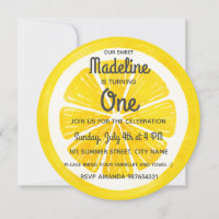 Invitation de premier anniversaire au citron frais