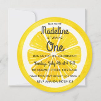Invitation de premier anniversaire au citron frais