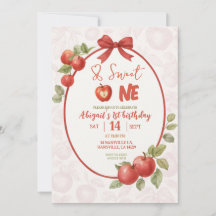 Invitation de premier anniversaire de la pomme rou