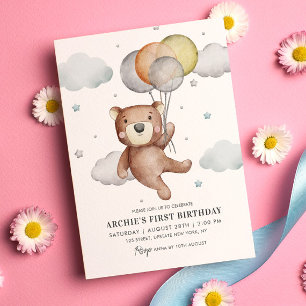 Invitation de premier anniversaire de l'ours Ballo