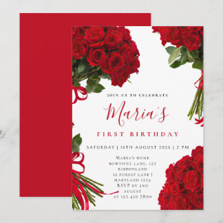 Invitation de premier anniversaire florale élégant