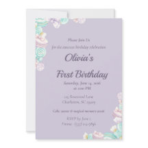 Invitation de premier anniversaire Pastel Candy Fa