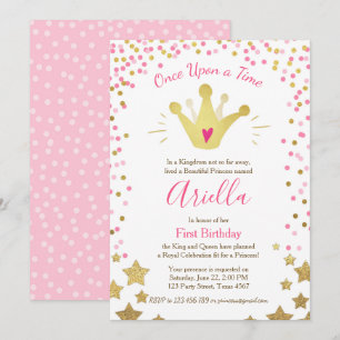 Invitation de premier anniversaire Princesse Gold 