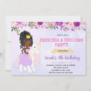 Invitation de princesse à thème mauve