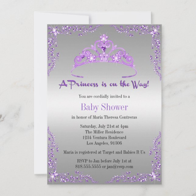 Invitation de princesse baby shower (Devant)
