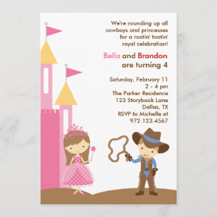 Invitation de Princesse et Cowboy